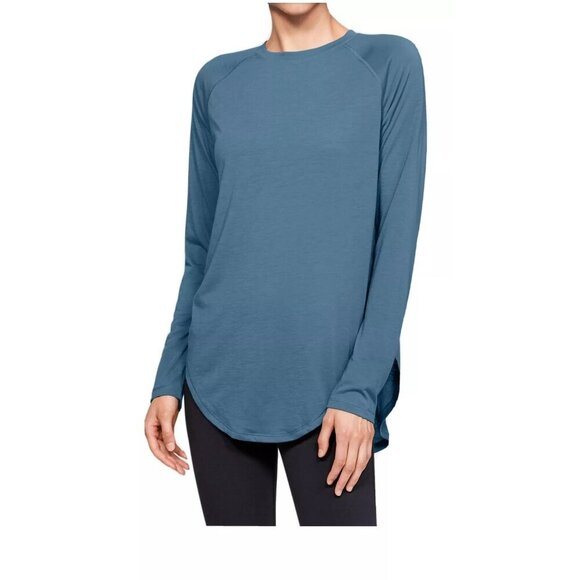 NEW Under Armour Top Large UA Open Back Long Sleeve Thunder Blue 1325873-489 NWT - Picture 2 of 13